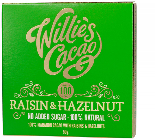 Willie's Cacao Willies Cacao Willies Cacao Czekolada Rodzynki i orzechy laskowe Raisin & Hazelnut 50g 100%RAISINHAZELNU WC041