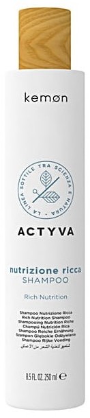 Kemon ACTYVA NUTRIZIONE RICCA SHAMPOO - SZAMPON INTENSYWNIE NAWILŻAJĄCY DO SUCHEJ SKÓRY GŁOWY I BARDZO SUCHYCH WŁOSÓW. 250ML KEM000021