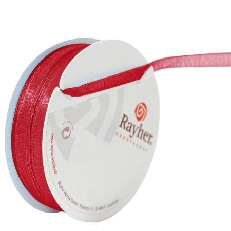 Rayher Hobby Rayher 5521619 taśma organza, 7 MM, SB-10 m rolka, czerwone wino 55-216-19
