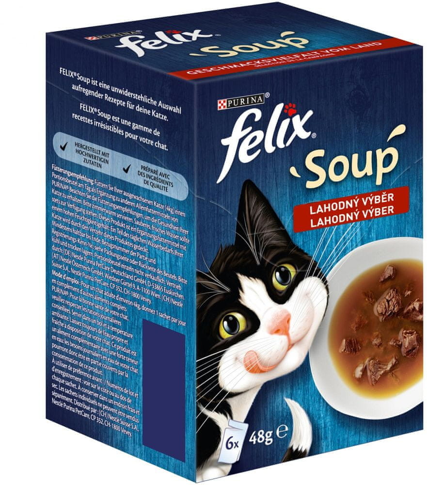 Purina Felix karma dla kotów Soup z wołowiną kurczakiem i jagnięciną 8x 6x48 g) # z wartością produktów powyżej 89zł!