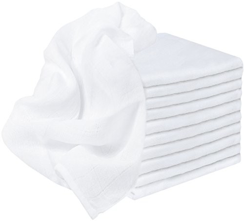 NatureMark 10er Pack ręczniki muślinowe | pieluchy | pieluszek | ściereczki do materiału ok. 70 x 70 cm, 100% bawełna, Muślin, kolor: biały, sprawdzone pod kątem substancji szkodliwych według standard