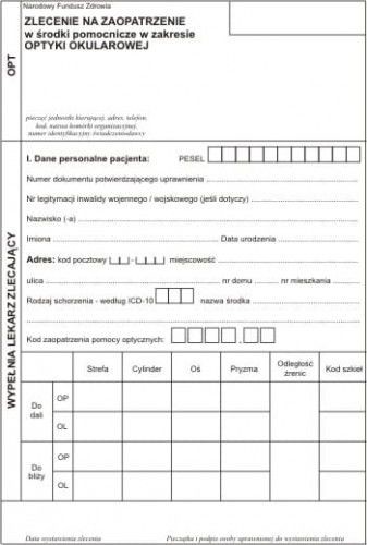 Firma krajewski Zlecenie na zapotrzebowanie na środki optyki okularowej [Mz/Nfz-9] Mz/Nfz-9