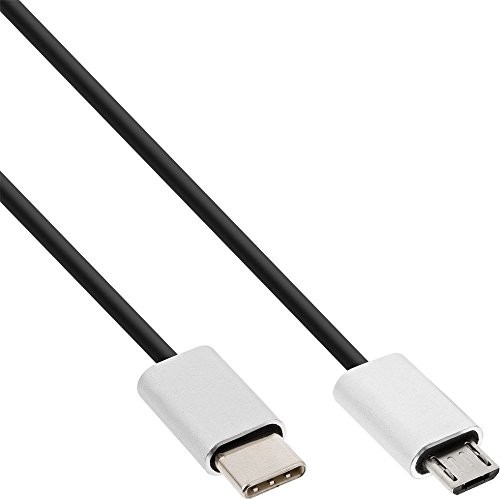 InLine kablem USB 2.0 typu C wtyczka wtyczka Micro-B czarna/aluminium elastyczny 2 m, 35842 35842