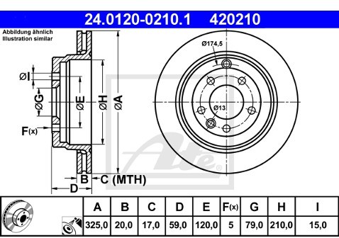 ATE TARCZA HAM 24.0120-0210.1 LAND ROVER DISCOVERY III 2.7TD 04-  24.0120-0210.1