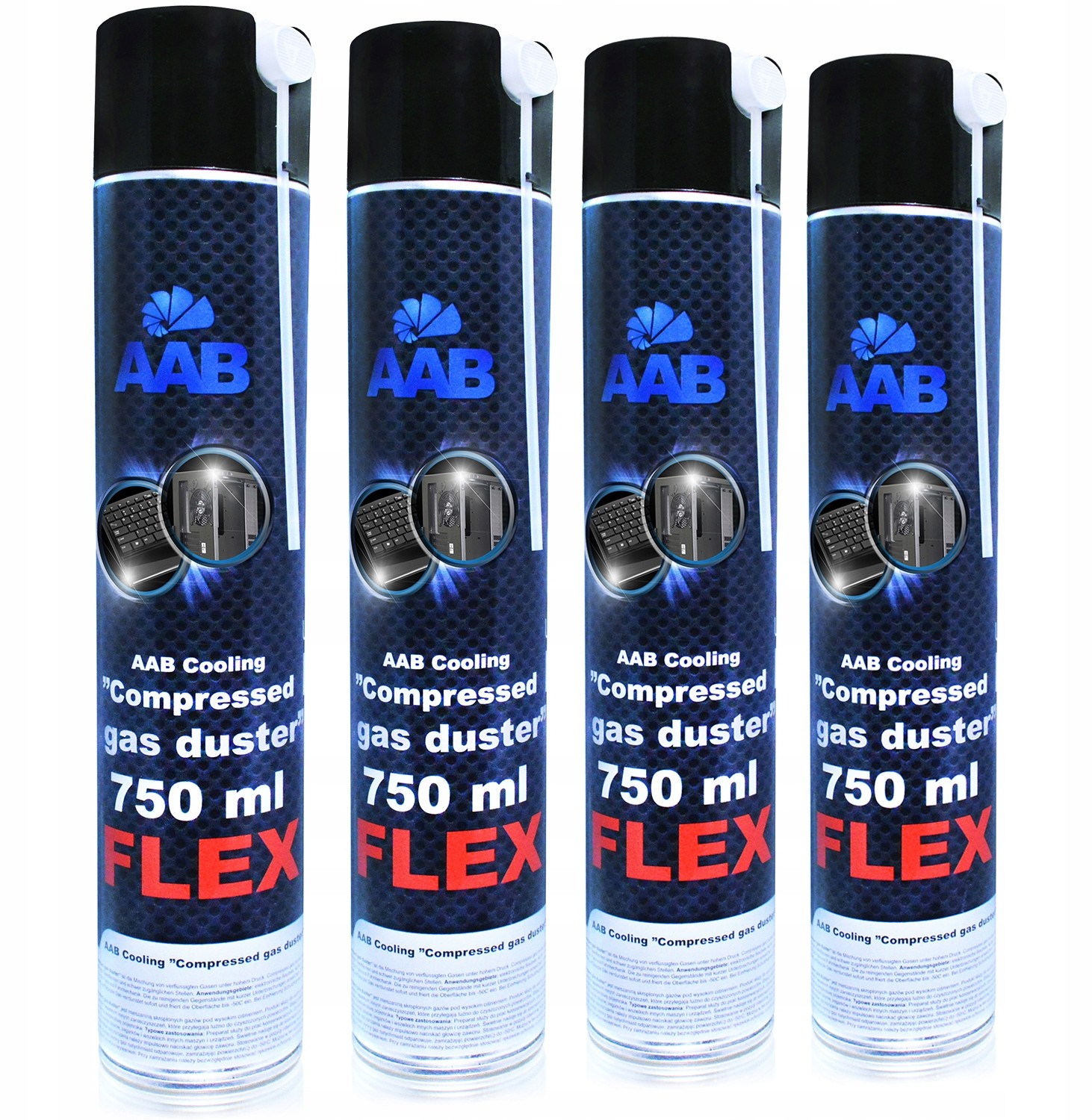 4x Aab Cooling Sprężone-powietrze 750ml RURKA-60cm