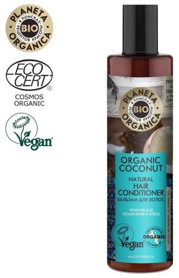 Planeta Organica Organic Coconut Naturalny Balsam do włosów Nawilżemie i blask 280ml