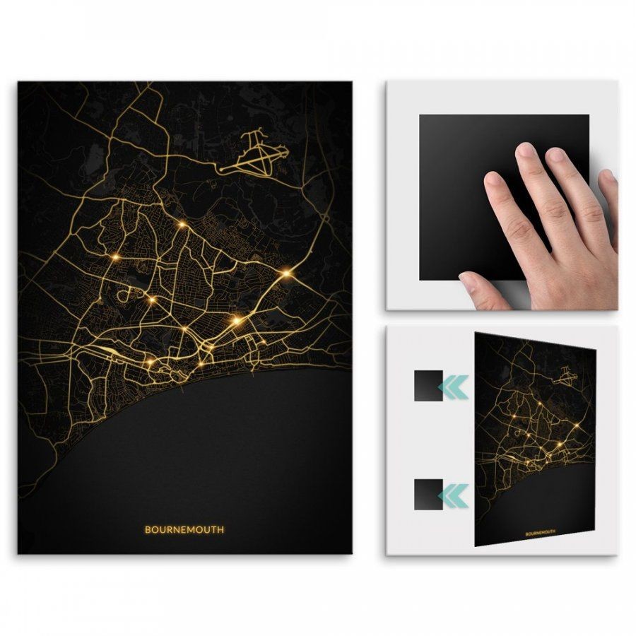 Pix4home Plakat metalowy Mapa City Lights Bournemouth M POS-M-04074