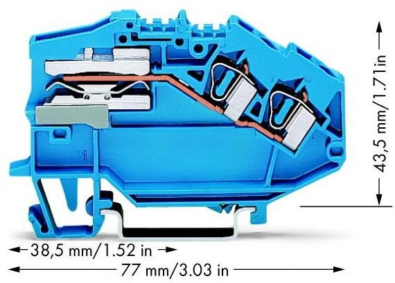 WAGO Terminal rozłączeniowy WAGO 6 mm Sprężynowe Alokacja N niebieski 781-643 50 szt 781-643