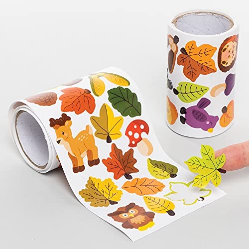 Baker Ross Baker Ross FE631 jesienne rolki naklejek - opakowanie 600 sztuk, naklejki dla dzieci, idealne do projektów artystycznych i rękodzieła dla dzieci, idealne do tworzenia kart i scrapbookingu FE631