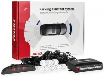 AMIO Czujniki parkowania AMiO z wyświetlaczem LED i buzzerem 8 sensorów 22mm białe P23-5412