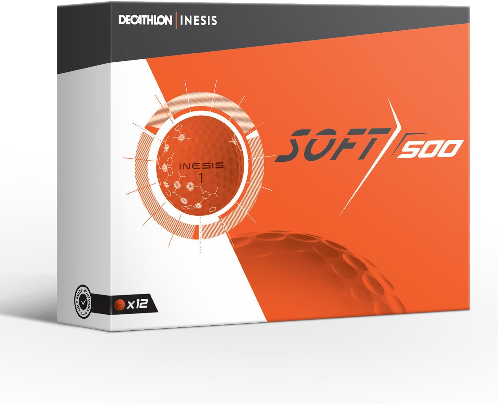 INESIS Piłki do golfa Soft 500 X12 pomarańcz Unisex