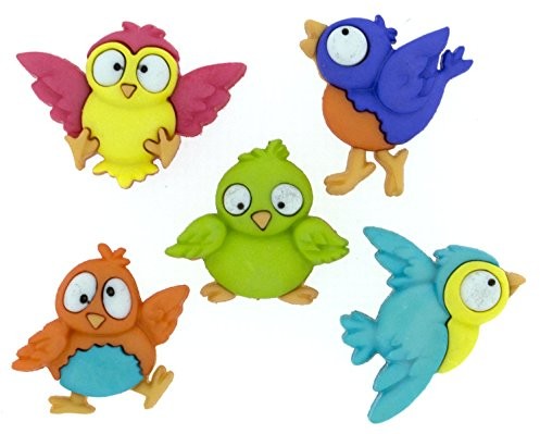 Jesse James 7688 Dress It Up do mankietów dowcipne ptaki guzik z tworzywa sztucznego 10 x 7,5 x 2 cm, kolorowa 7688