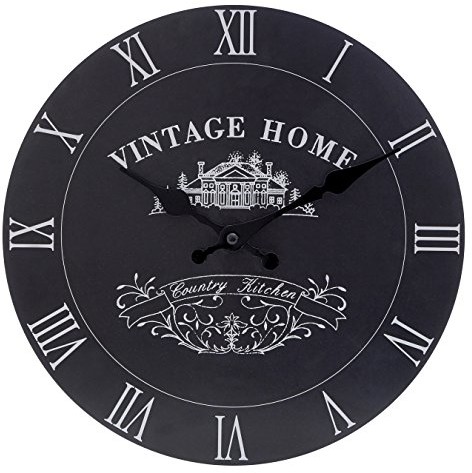 Premier Housewares Zegar ścienny z płyty MDF Vintage home, 29 cm, w kolorze czarnym 2200430