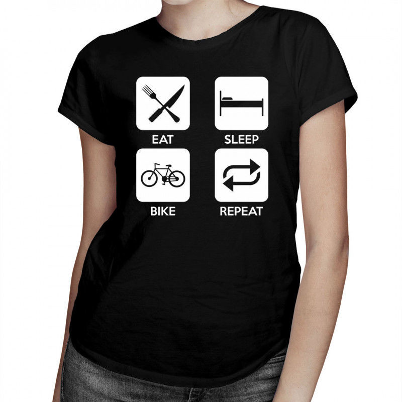 Repeat Eat sleep bike damska koszulka z nadrukiem 8318