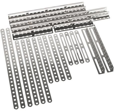 Eitech 00101 00101 uzupełniający kątownik części metalowych, płaskie pręty z 11-25 otworami, Multi Color