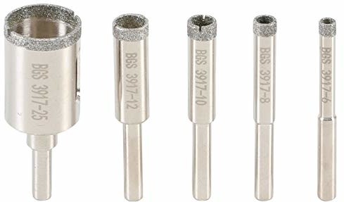 BGS Technic 3917 diament-wiertła koronowe-zestaw, 5-częściowy, 6, 8, 10, 12, 25 MM