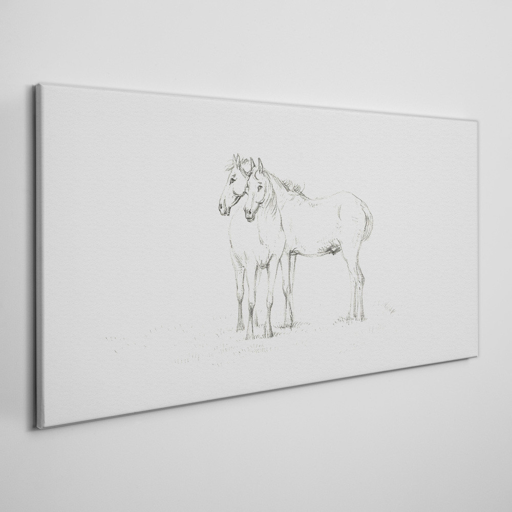 PL Coloray Obraz Canvas Rysunek Zwierzęta Konie 100x50cm