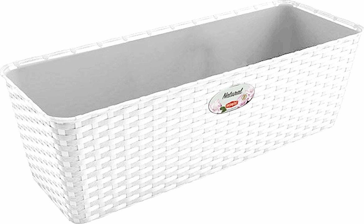 Stefanplast skrzynka balkonowa biała 50cm rattan z systemem nawadniania 23512850 twm_987302