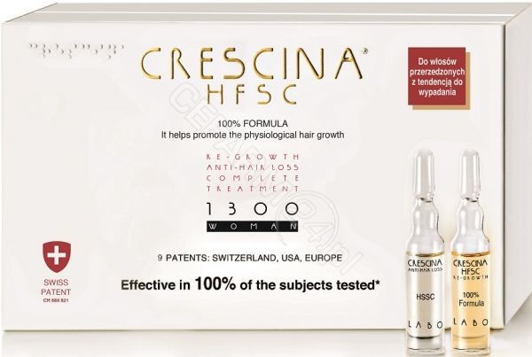 LABO COSPROPROPHAR Crescina Hfsc 100% Complete Treatment i Anti-Hair Loss 1300 zaawansowana faza przerzedzenia włosów dla kobiet x 10+10 amp produkt dostępny na zamówienie czas oczekiwania 3-5 dni roboczych | DARMO
