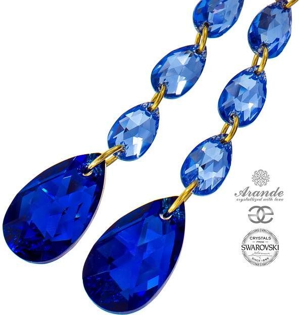 Swarovski PIĘKNE DŁUGIE KOLCZYKI BLUE COMET GLOSS GOLD ZŁOTE SREBRO