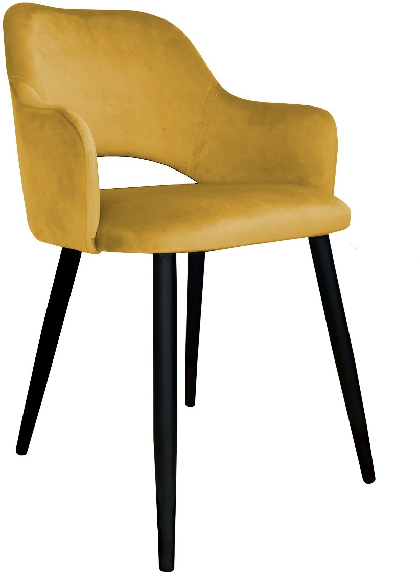 Atos Krzesło NAPO VELVET żółte nowoczesne na metalowych nogach MILANO-MG15
