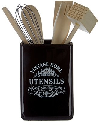 Premier Housewares Premier housewares Vintage home kwadratowy pomocnicy uchwyt na przybory z kuchni, czarny 721924