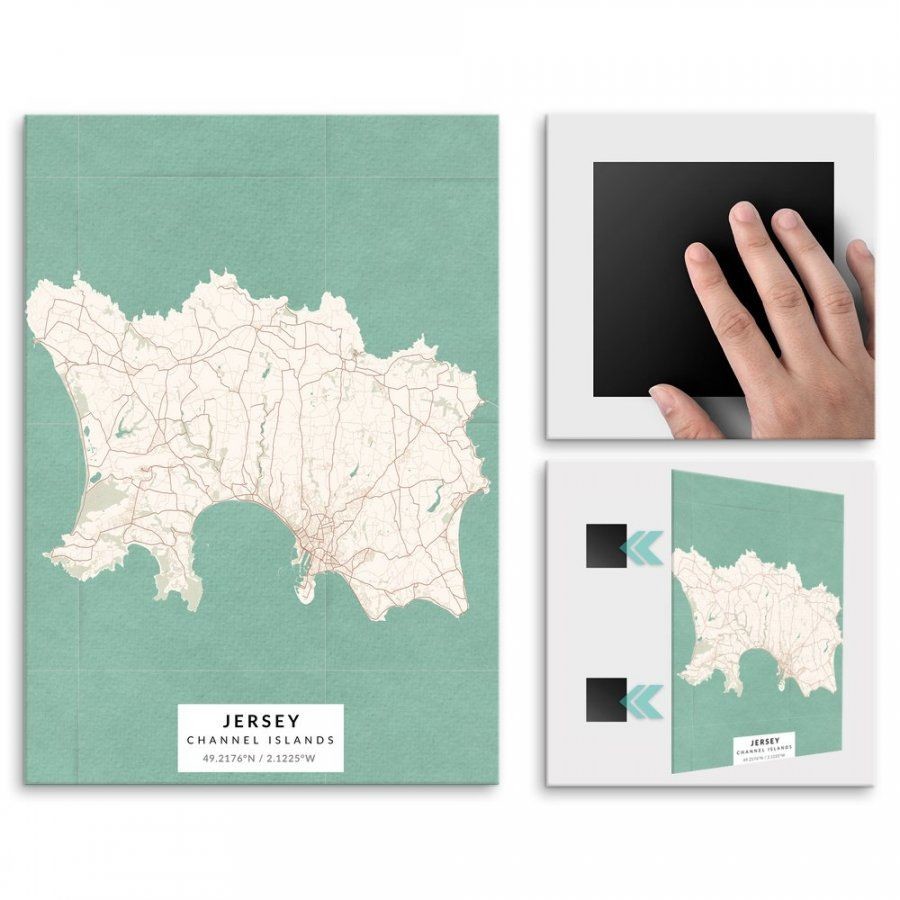Pix4home Plakat metalowy Mapa Vintage Jersey M POS-M-03852