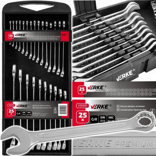 VERKE KLUCZE PŁASKIE OCZKOWE 6-32 MM ZESTAW KASETA VERKE V35337