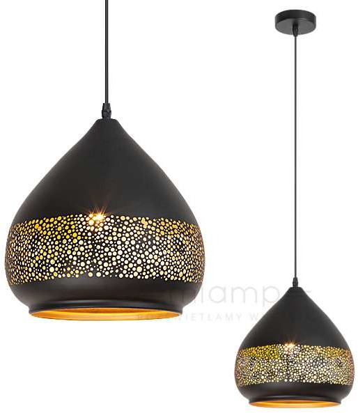 Rabalux LAMPA wisząca KAIA 2278 ażurowa OPRAWA orientalny zwis czarny złoty 2278