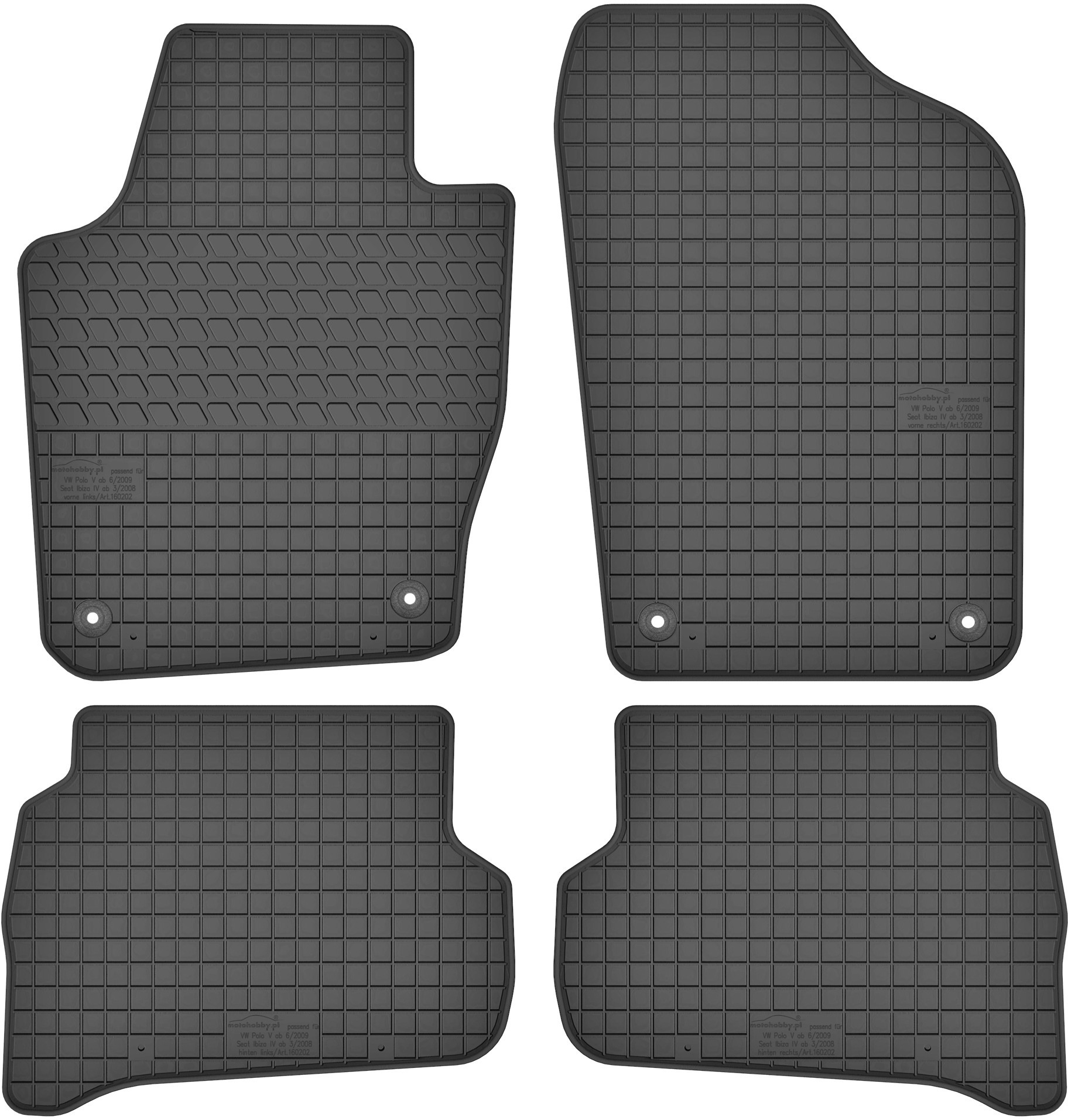 MotoHobby Seat Ibiza IV (2008-2017) - dywaniki gumowe dedykowane ze stoperami