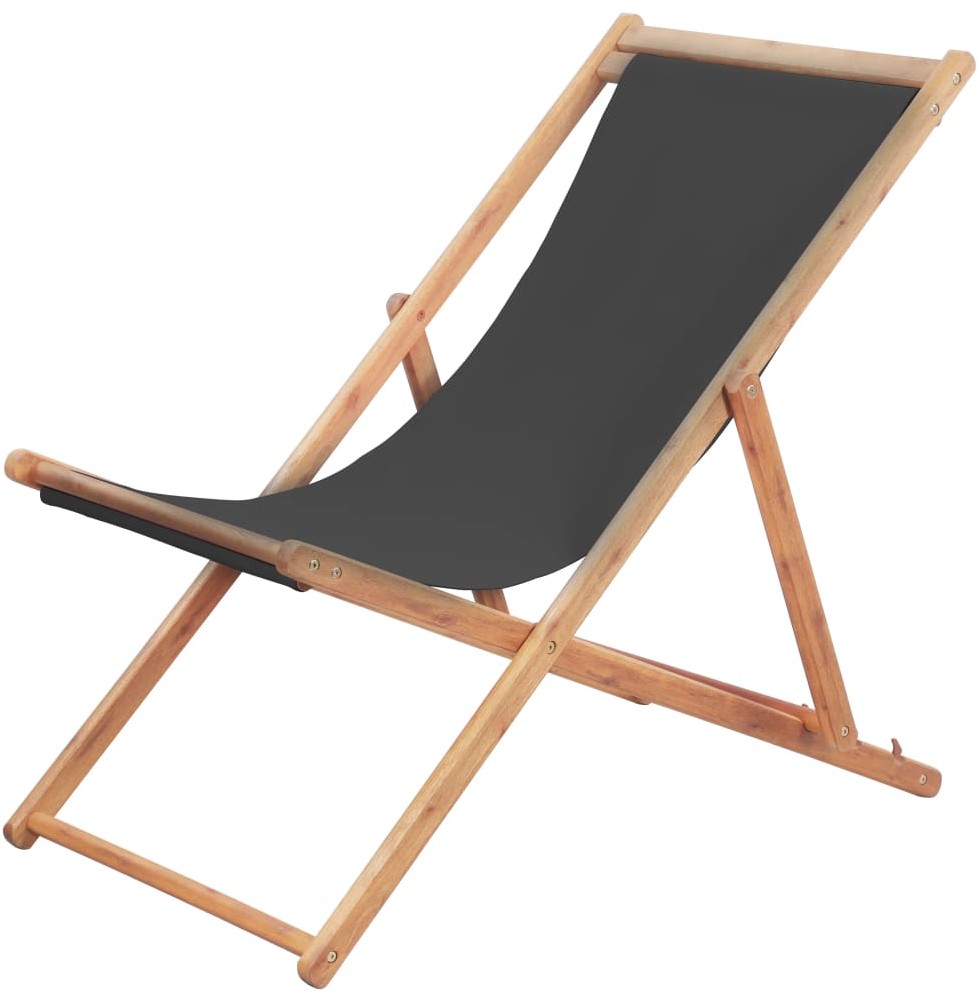 vidaXL Składany leżak plażowy, tkanina, szary