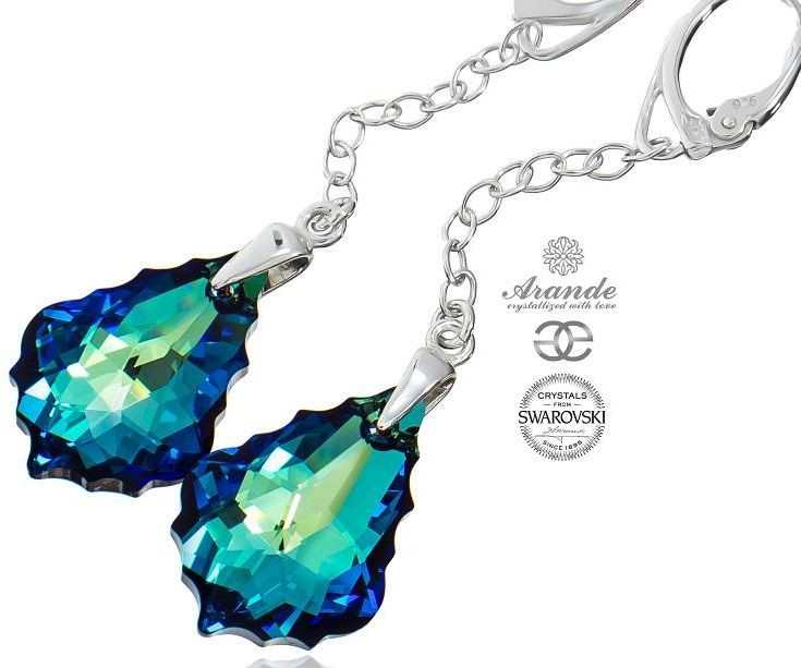 Swarovski długie kolczyki BERMUDA BLUE SREBRO