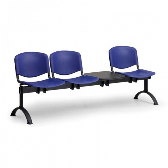 Euroseat Plastikowa ławka ISO, 3-siedziska + stolik, czarne nogi 300230