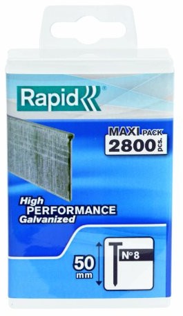 Rapid gwóźdź typu 8/50 MM, 2800 sztuk pudełko z tworzywa sztucznego do ponownego zamknięcia, 5000186