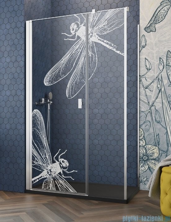 Radaway Grawer na szkle dla kabin wzór Dragonfly