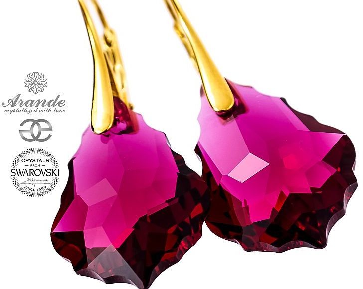 Swarovski kolczyki RUBY Złote Srebro