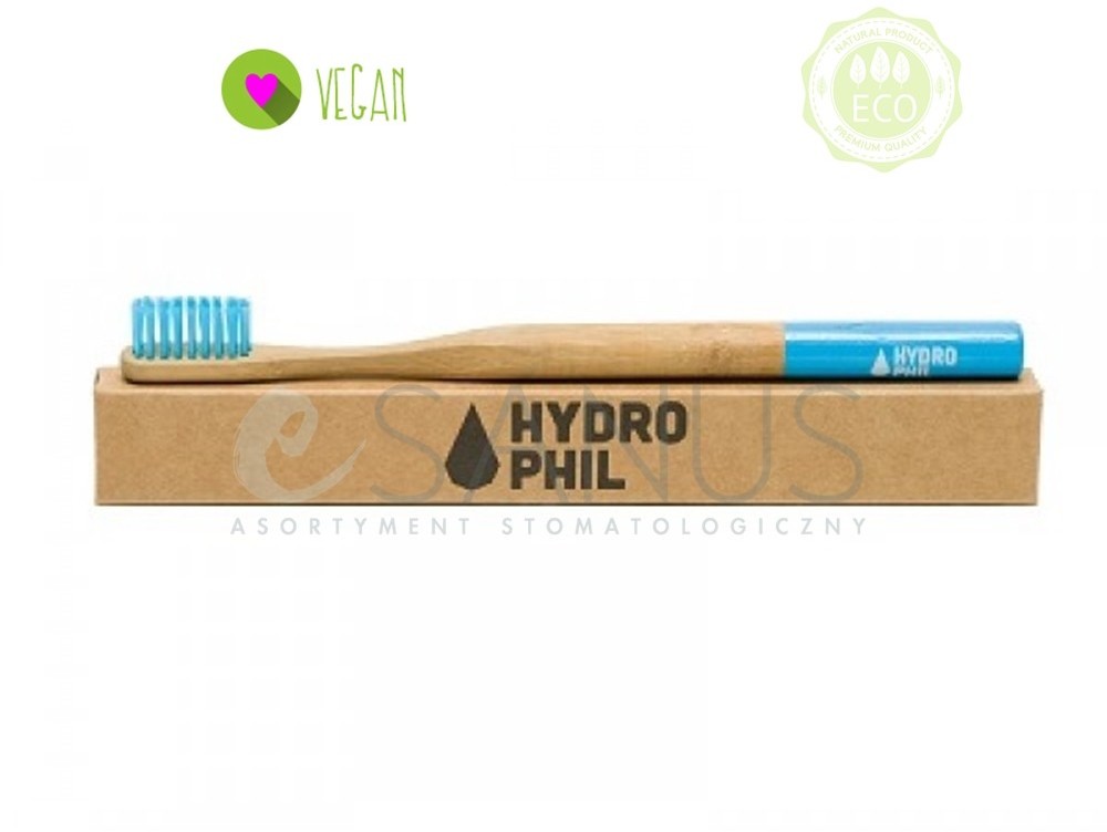 HYDROPHIL Ekologiczna, bambusowa szczoteczka do zębów, miękka, niebieska