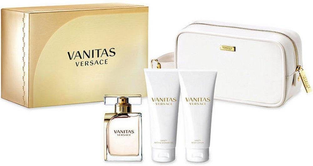 Versace Vanitas zestaw woda perfumowana spray 100ml + balsam do ciała 100ml + żel pod prysznic 100ml + kosmetyczka