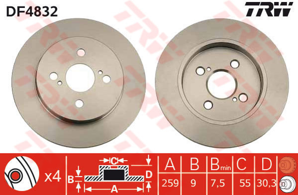TRW Tarcza hamulcowa DF4832