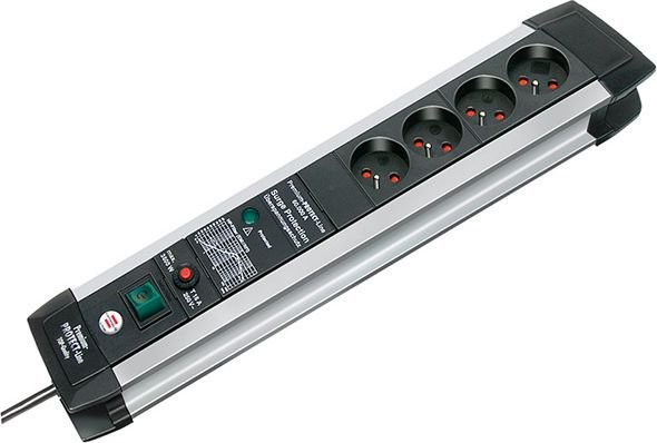 Brennenstuhl Listwa zasilająca Przedłużacz przeciwprzepięciowy Premium Protect Line 4 gniazda czarny/szary 3m 1391004604