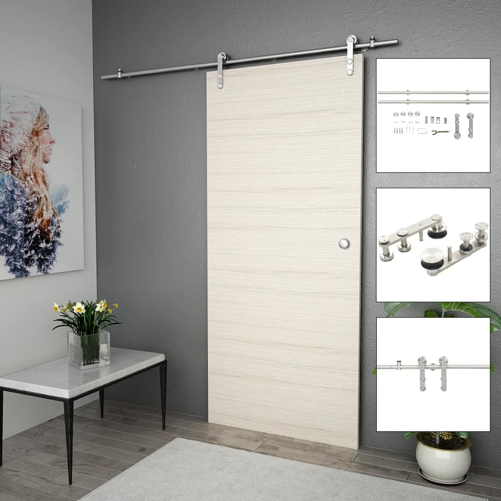 vidaXL System do mocowania drzwi przesuwnych, 183 cm, stal, srebrny