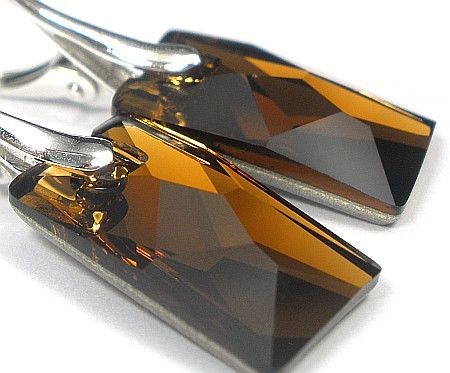 Swarovski kolczyki SMOKED TOPAZ CERTYFIKAT SREBRO