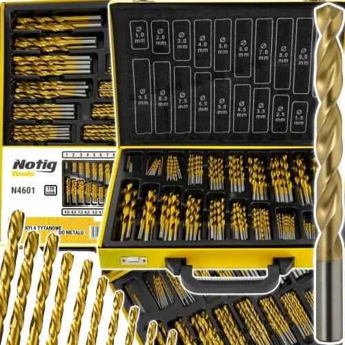 NotigTools ZESTAW WIERTEŁ TYTANOWYCH 170 EL WIERTŁA DO METALU N4601