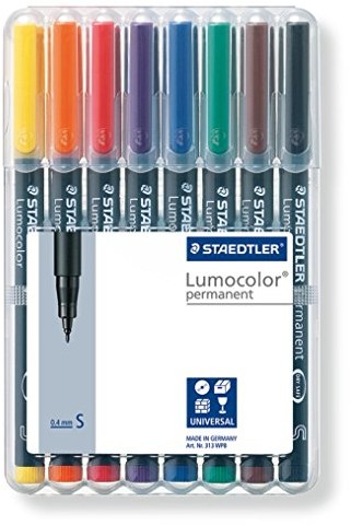 Staedtler cienkopis pisak uniwersalny Lumocolor permanentny, Staedtler pudełko z 8 kolory w Bonus Pack z Lumocolor Duo Czerwony, wielokolorowa 8 szt. etui 313 WP8