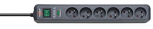 Brennenstuhl Eco-Line 1,4 m H05VV-F 3G1,5 z ochroną przed przepięciem blokowy 13.500 A Antracyt, szary (1159291136)