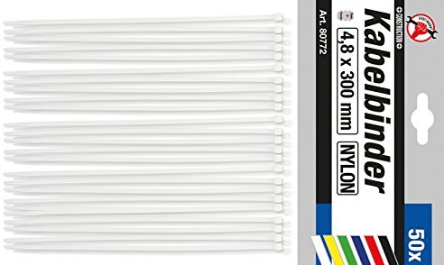 Kraftmann 80772 zestaw opaska kablowa 4,8 X 300 mm, 50-częściowy