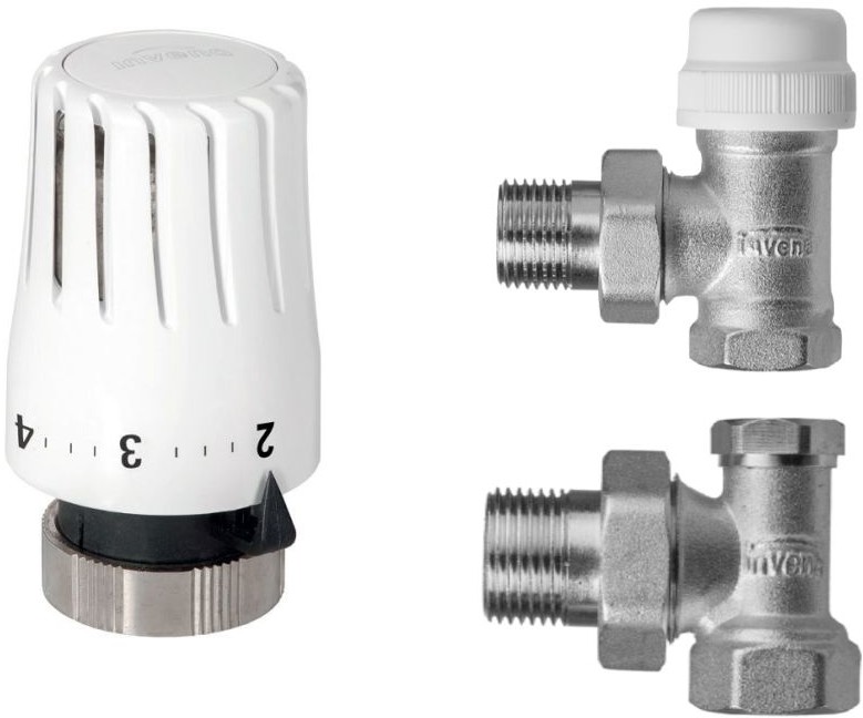 Invena Zestaw Termostatyczny Kątowy 1/2 Głowica+zawory Pl