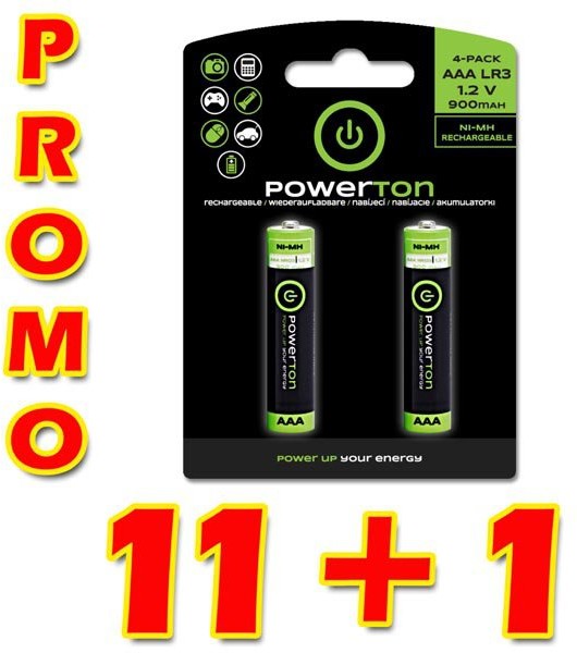 powerton Baterie Ni-MH, AAA akumulatorki, 1.2V, 900 mAh, Powerton, box, 12x2-pack, cena za 1 sztukę AB012WPC3ABJ