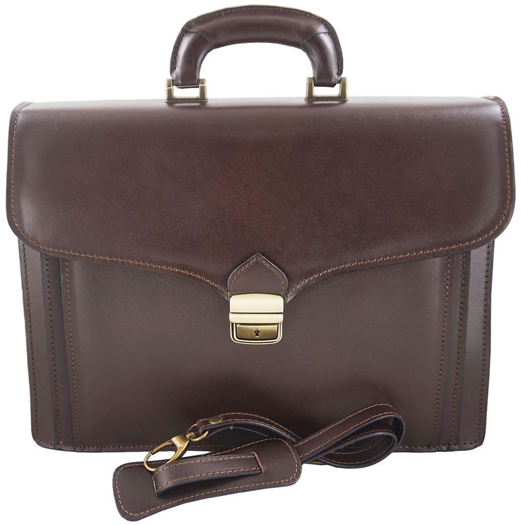 Barberini's Barberini's - teczki męskie ze skóry naturalnej - Brązowa ciemna 601-11