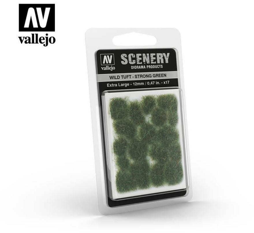 Vallejo Kępki samoprzylepne ciemno zielone - Wild Tuft Strong Green 12mm / 17 szt. Vallejo SC427